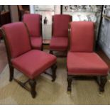 IN THE MANNER OF GILLOW, A SET OF FOUR VICTORIAN MAHOGANY LIBRARY CHAIRS Finely carved fish scale