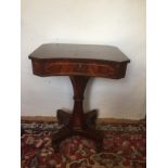 A REGENCY MAHOGANY INLAID LADIES WORK TABLE/DRESSING TABLE The top evening to reveal a fitted