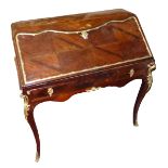 AN 18TH CENTURY FRENCH LOUIS XVI ORMOLU MOUNTED ROSEWOOD BUREAU ON STAND The shaped fall front