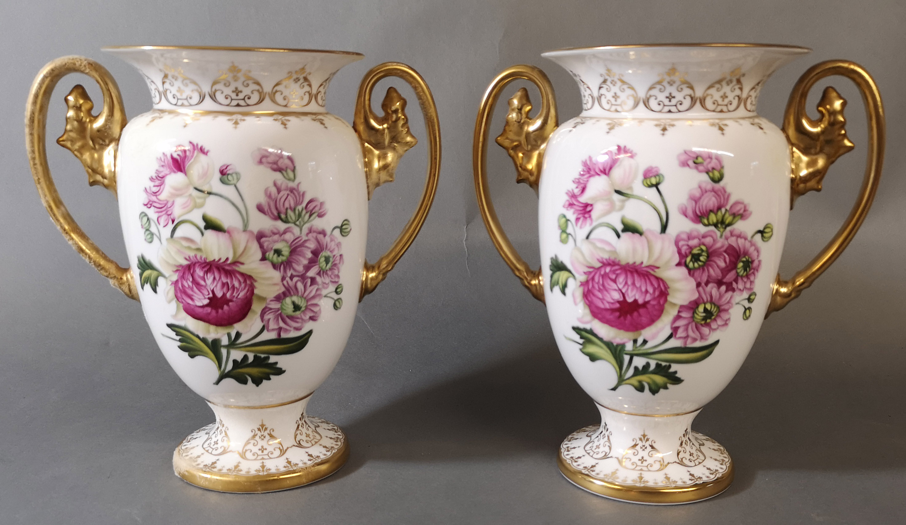 SPODE, 'THE FRENCH JAR', A PAIR OF LIMITED EDITION 200TH ANNIVERSARY PORCELAIN VASES Having twin