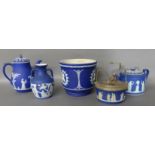 A COLLECTION OF VICTORIAN AND LATER WEDGWOOD JASPERWARE To include an unusual jardinière with