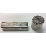 A VICTORIAN SILVER AND GLASS RECTANGULAR TOOTHBRUSH BOX With engraved decoration, hallmarked London,
