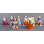 ROYAL WORCESTER, A COLLECTION OF EIGHT PORCELAIN CANDLE SNUFFERS Modelled as King Henry VIII,