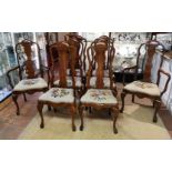 A SET OF EIGHT 19TH CENTURY QUEEN ANNE STYLE MAHOGANY DINING CHAIRS INCLUDING TWO CARVERS Vase splat