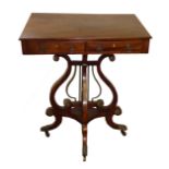A 19TH CENTURY MAHOGANY SIDE TABLE Having an arrangement of real and false drawers, fitted with