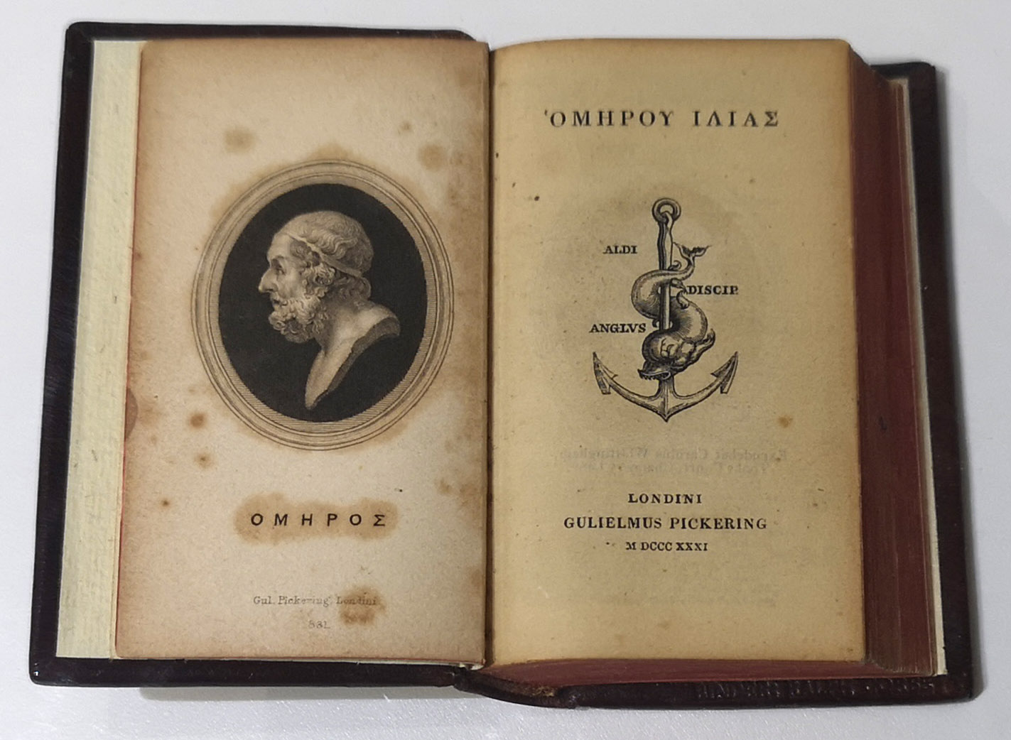 HOMER, ILIAS ET ODYSSEA, LONDON, GULIELMUS, PICKERING, 1831, TWO VOLS Modern full brown calf - Image 3 of 4