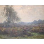 HEATHER FIELD, A 19TH CENTURY OIL ON CANVAS Landscape, indistinctly signed, gilt framed. (51cm x
