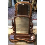 A VICTORIAN WALNUT TOILET MIRROR Along with a mahogany toilet mirror.