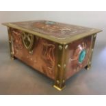 MCVITIE & PRICE, AN EARLY 20TH CENTURY COPPER AND BRASS ARTS & CRAFTS CASKET With Art Nouveau