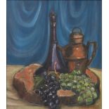 MICHAEL GLOVER, A 20TH CENTURY AMERICAN OIL ON CANVAS Still life, grapes on a chopping block, signed