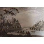JOHN BURTON, A LATE 18TH CENTURY WATERCOLOUR, RIVER SCENE Signed to the mount and dated 1789, framed