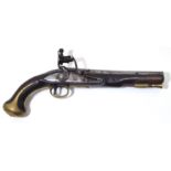 GRIFFIN & TOW, AN 18TH/EARLY 19TH CENTURY FLINTLOCK PISTOL With brass mounts, circular barrel over