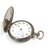 AN ART DECO CONTINENTAL SILVER AND NIELLO ENAMEL SLIM FULL HUNTER POCKET WATCH Decorated with a