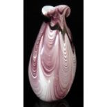 A 20TH CENTURY MURANO GLASS VASE With over everted rim and violet stripe decoration. (h 30cm)