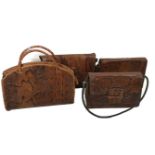 A COLLECTION OF FOUR RECTANGULAR SNAKESKIN HANDBAGS Carry handles, leather interiors and one with