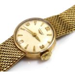 A LADIES LONGINES 9CT GOLD BRACELET WATCHcased working