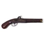 A 19TH CENTURY PERCUSSION CAP PISTOL¦With circular barrel over a brass ramrod. ¦(length 42cm)¦