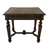 A 19TH CENTURY ITALIAN WALNUT AND BONE INLAID SIDE TABLE With peach glazed top above a single