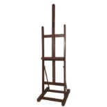 AN EARLY 20TH CENTURY PAINTED PINE FLOOR STANDING ARTIST EASEL. (166cm x 56cm)