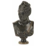AFTER JEAN GOUJON, A 19TH CENTURY FRENCH BRONZE AND PARCEL GILT BUST OF DIANE DE POITIERS Wearing