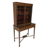 AN ADAMS REVIVAL SATINWOOD AND MARQUETRY BOOKCASE TABLE, CIRCA 1900 Inlaid with urns and swags,