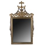 A LATE 18TH/EARLY 19TH CENTURY NEOCLASSICAL CARVED GILTWOOD AND PAINTED MIRROR Decorated with