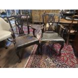 A PAIR OF 19TH CENTURY CHIPPENDALE DESIGN MAHOGANY OPEN ARMCHAIRS The acanthus carved and pierced