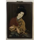 A JAPANESE REVERSE GLASS PAINTING Portrait of a lady. (37cm x 53cm)