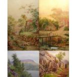 A SELECTION OF EARLY 20TH CENTURY WATERCOLOURS Landscapes, to include a pair of provincial scenes