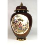 CARLTONWARE, A 20TH CENTURY PORCELAIN GINGER JAR AND COVER Decorated with figural panels on a