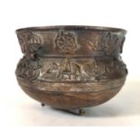 AN 18TH/19TH CENTURY CHINESE BRONZE INCENSE BOWL Decorated in relief with animals and symbolic