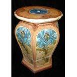 ATTRIBUTED TO MINTONS A 19TH CENTURY HEXAGONAL MAJOLICA JARDINIÈRE STANDDecorated in relief with