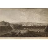 A LARGE 18TH CENTURY COPPER PLATE BLACK AND WHITE ENGRAVING Titled 'The View From One Tree Hill in