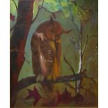 VAN HEMELRIJCK A 20TH CENTURY CONTINENTAL SCHOOL OIL ON CANVASOwl perched in a tree framed. (75cm