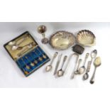 A SELECTION OF SILVER AND WHITE METAL ITEMS To include a Victorian silver vesta case, a set of