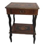 A 19TH CENTURY FRENCH WALNUT AND FLORAL MARQUETRY INLAID SIDE TABLE With brass bandings, a single