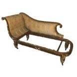 IN THE MANNER OF GEORGE SMITH AN EARLY 19TH CENTURY REGENCY PERIOD CARVED GILTWOOD AND GILT METAL
