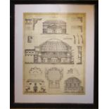 A SET OF FOUR LARGE BLACK AND WHITE ARCHITECTURAL PRINTS Comprising Neoclassical form elevated