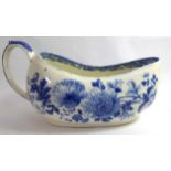 A VICTORIAN COPELAND SPODE PORCELAIN BOURDALOUE Having a blue and white floral decoration, bearing