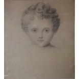AN 18TH CENTURY CHARCOAL DRAWING Portrait of a young boy mounted.