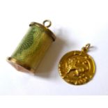 A VINTAGE 9CT GOLD JULY-AUGUST ASTROLOGY CHARM Embossed with a lion, together with a 9ct charm