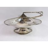 JOSIAH WILLIAMS & CO., AN EARLY 20TH CENTURY SILVER CAKE BASKET Having a gadrooned edge broken up by