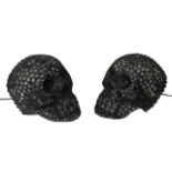 A PAIR OF GLASS BEADED TABLE LAMPS In the form of life size human skulls.