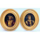 A PAIR OF 18TH CENTURY OVAL OIL ON COPPER Portraits of King Henry VIII and king Edward VII,