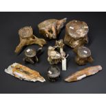 A COLLECTION OF NORTH SEA FOSSILS To include 6 fossilised Whale vertebra, 1 fossilised Walrus