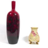 ROYAL DOULTON, A FLAMBÉ PORCELAIN BOTTLE VASE The red ground decorated in woodcut pattern (pattern
