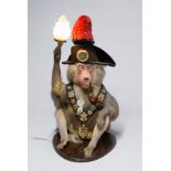 A 20TH CENTURY TAXIDERMY HAMADRYAS BABOON LAMP