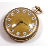 A 19TH CENTURY FRENCH YELLOW METAL PUSH PENDENT QUARTER REPEATER GENT’S POCKET WATCH Having a gold