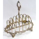 A VICTORIAN SILVER TOAST RACK Having a scrolled handle and frame, hallmarked Henry Wilkinson,