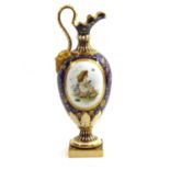 MINTON, A BONE CHINA ‘KEDLESTON’ VASE OF SÈVRES STYLE With satyr mask and loop handle, decorated